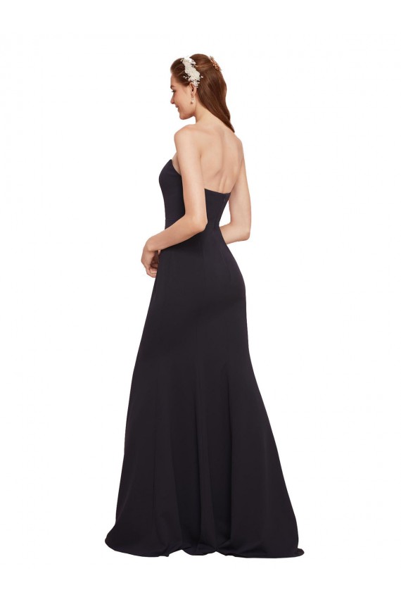 Buy Strapless Bodycon Long Formal Crepe Bridesmaid Dress / Prom Dress with High Slit UK