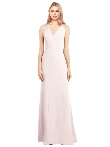 Buy V-Neck Keyhole Back Crepe Trumpet Bridesmaid Dress / Prom Dress UK