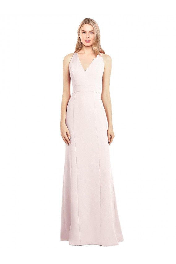 Buy V-Neck Keyhole Back Crepe Trumpet Bridesmaid Dress / Prom Dress UK