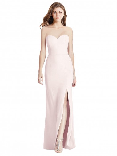 Buy Strapless Crepe Trumpet Bridesmaid Dress / Prom Dress with Front Slit UK