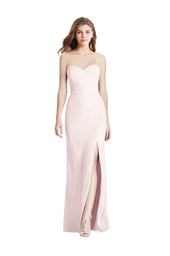 Buy Strapless Crepe Trumpet Bridesmaid Dress / Prom Dress with Front Slit UK