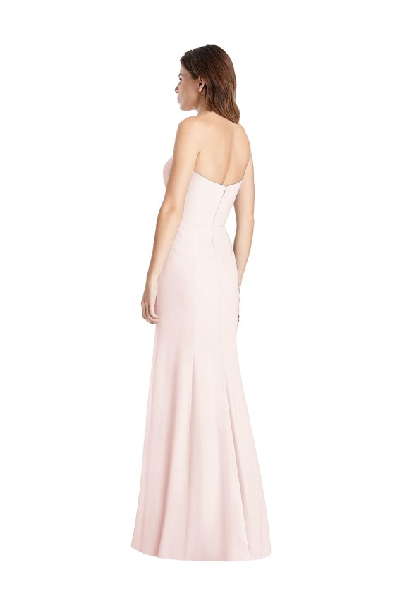 Buy Strapless Crepe Trumpet Bridesmaid Dress / Prom Dress with Front Slit UK