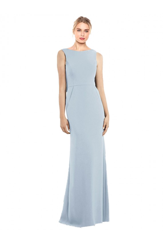 Buy Draped Backless Crepe Bridesmaid Dress / Prom Dress with Pockets UK