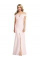 Buy Off the Shoulder Notch Trumpet Formal Crepe Bridesmaid Dress / Prom Dress with Front Slit UK