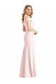Buy Off the Shoulder Notch Trumpet Formal Crepe Bridesmaid Dress / Prom Dress with Front Slit UK
