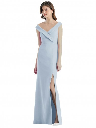 Buy Romantic Off the Shoulder Long Maxi Bridesmaid Dress with Side Slit UK