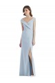 Buy Romantic Off the Shoulder Long Maxi Bridesmaid Dress with Side Slit UK