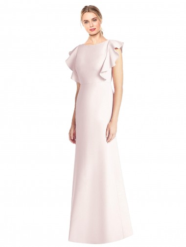 Buy Ruffle Cap Sleeves Open Back Trumpet Bridesmaid Dress / Prom Dress UK