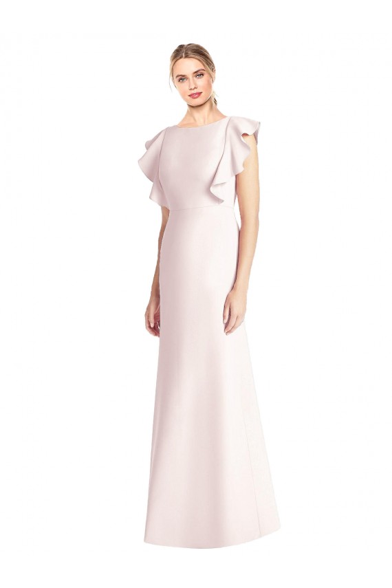 Buy Ruffle Cap Sleeves Open Back Trumpet Bridesmaid Dress / Prom Dress UK