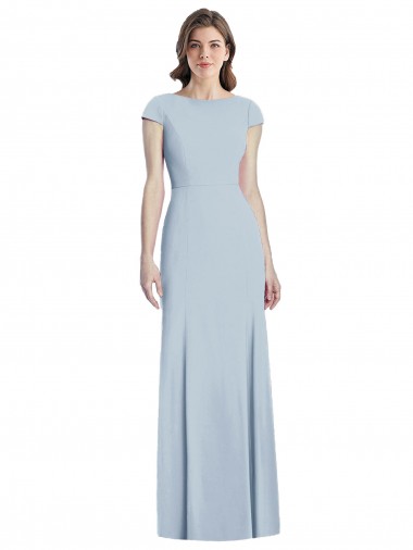 Buy Bateau Neck Cap Sleeves Open Back Trumpet Bridesmaid Dress / Prom Dress UK