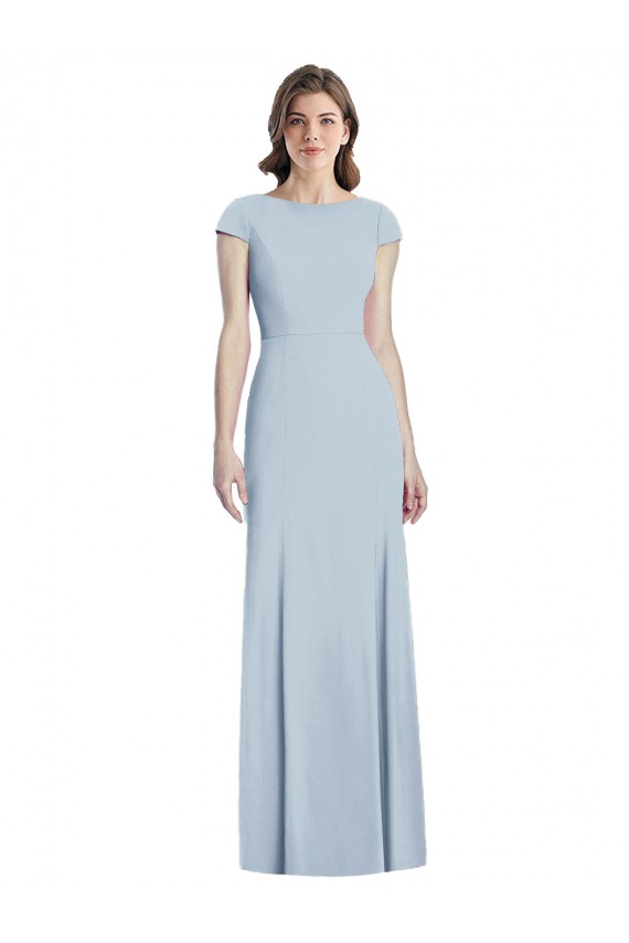 Buy Bateau Neck Cap Sleeves Open Back Trumpet Bridesmaid Dress / Prom Dress UK