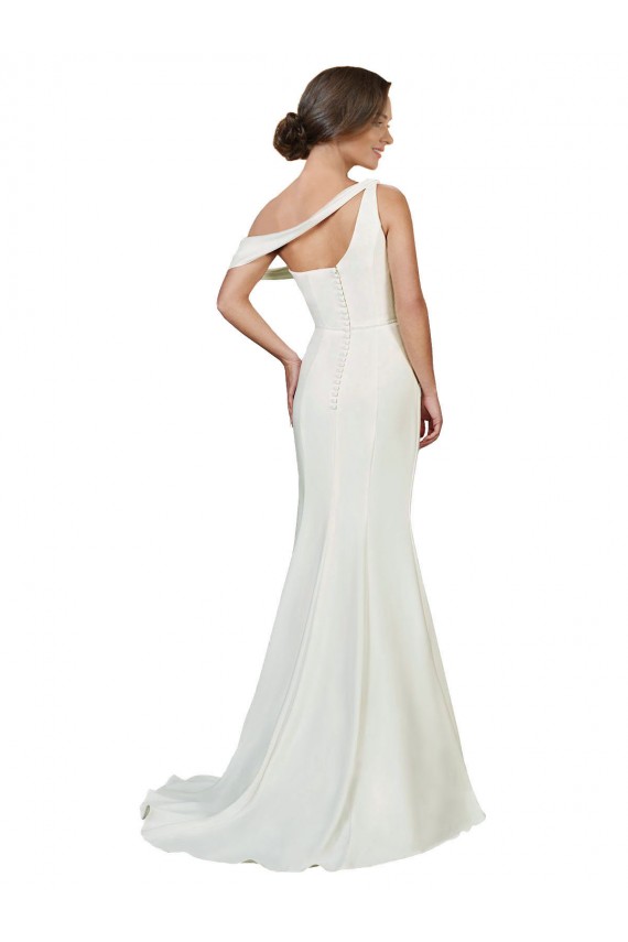 Buy One Shoulder Formal Crepe Bridesmaid Dress / Prom Dress with Draped Off the Shoulder Strap UK