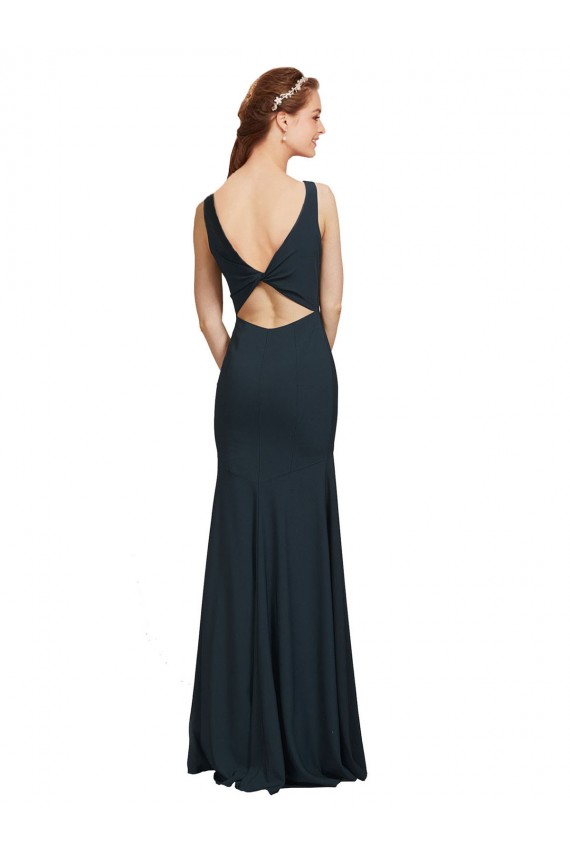 Buy Sleeveless Bateau Neckline Crepe Bridesmaid Dress / Prom Dress with Twist Back UK