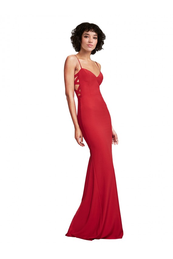 Buy Spaghetti Strap Slip Neckline Formal Crepe Bridesmaid Dress / Prom Dress UK