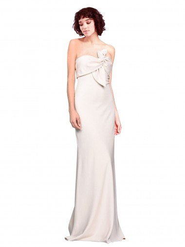 Buy Strapless Crepe Fitted Bridesmaid Dress / Prom Dress with Twist Bow UK
