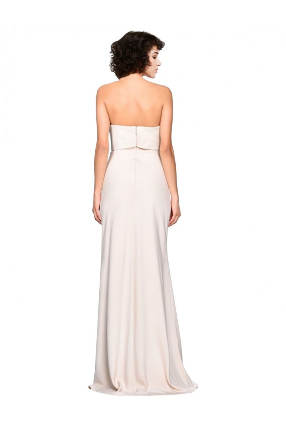 Buy Strapless Crepe Fitted Bridesmaid Dress / Prom Dress with Twist Bow UK