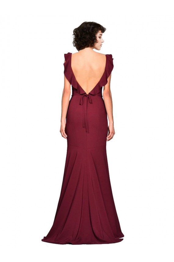 Buy Crepe Slip Bridesmaid Dress / Prom Dress with Ruffled Straps UK