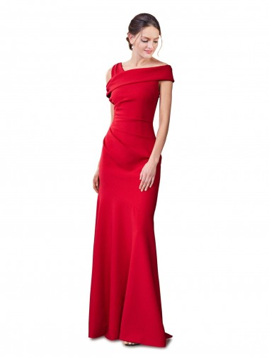 Buy Sleeveless Ruched Formal Crepe Mermaid Bridesmaid Dress / Prom Dress with Off The Shoulder Detail UK