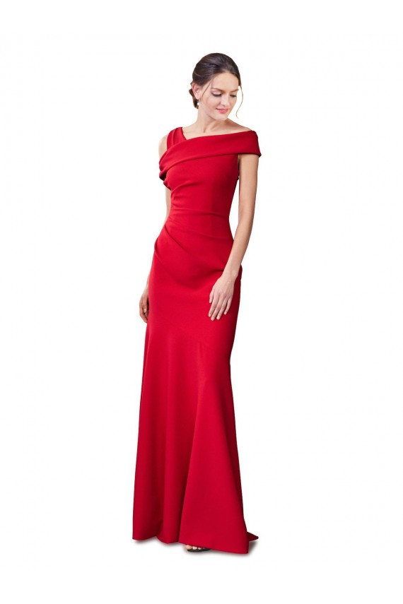 Buy Sleeveless Ruched Formal Crepe Mermaid Bridesmaid Dress / Prom Dress with Off The Shoulder Detail UK