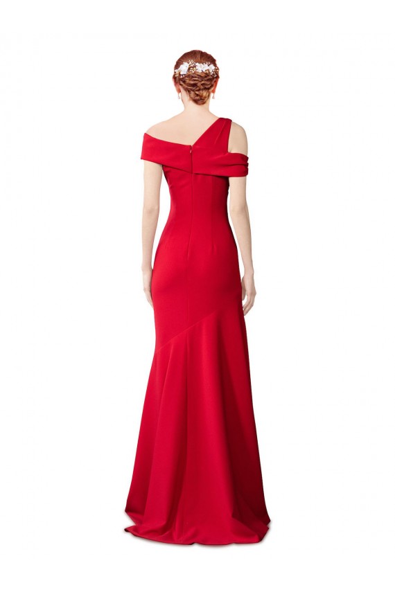 Buy Sleeveless Ruched Formal Crepe Mermaid Bridesmaid Dress / Prom Dress with Off The Shoulder Detail UK