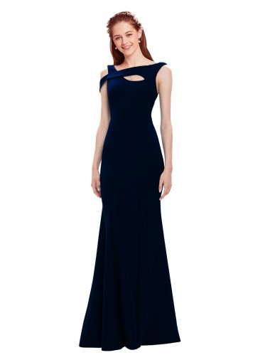 Buy Sleeveless Formal Crepe Mermaid Bridesmaid Dress / Prom Dress with Side Slit UK