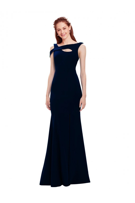 Buy Sleeveless Formal Crepe Mermaid Bridesmaid Dress / Prom Dress with Side Slit UK