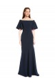 Buy Off the Shoulder Formal Crepe Bridesmaid Dress / Prom Dress with Short Ruffle Sleeves. UK