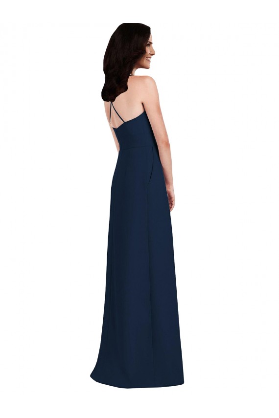 Buy Criss Cross Back Crepe Halter Bridesmaid Dress with Pockets UK