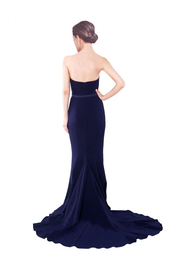 Buy Strapless Sweetheart Neckline Crepe Bridesmaid Dress / Prom Dress with Satin Waistband UK
