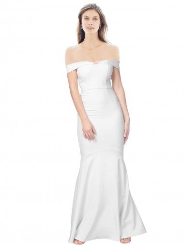 Buy Mermaid Off the Shoulder Long Formal Crepe Bridesmaid Dress / Prom Dress with Low Back UK
