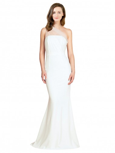 Buy Soft Tulle Shoulder Overlay Mermaid One Shoulder Formal Crepe Bridesmaid Dress UK