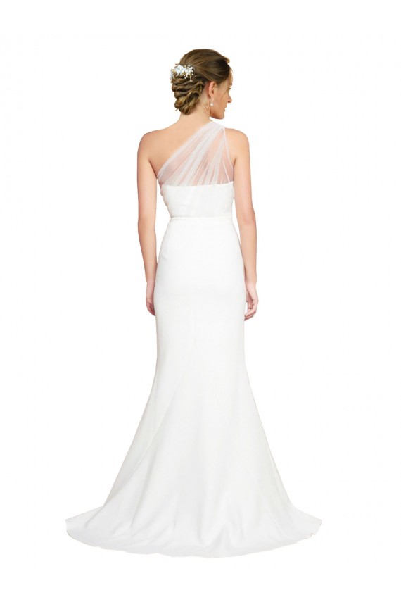 Buy Soft Tulle Shoulder Overlay Mermaid One Shoulder Formal Crepe Bridesmaid Dress UK