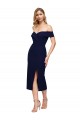 Buy Midi Length Short Formal Crepe Bridesmaid Dress / Cocktail Prom Dress with Side Split UK