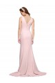 Buy Deep V-Neckline and Back Long Sweep Train Crepe Bridesmaid Dress / Prom Dress with Shoulder Straps UK