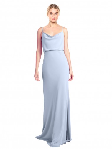 Buy Feminine Cowl Neck Slim Floor Length Stretch Formal Crepe Bridesmaid Dress / Prom Dress UK