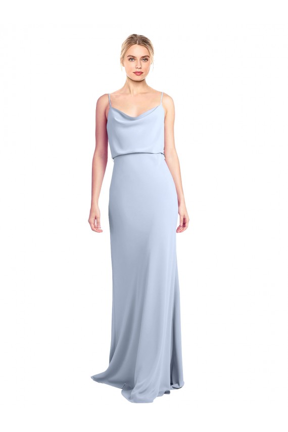 Buy Feminine Cowl Neck Slim Floor Length Stretch Formal Crepe Bridesmaid Dress / Prom Dress UK