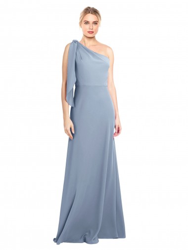 Buy Draped Flutter Sleeves One Shoulder Stretch Formal Crepe Bridesmaid Dress / Prom Dress UK