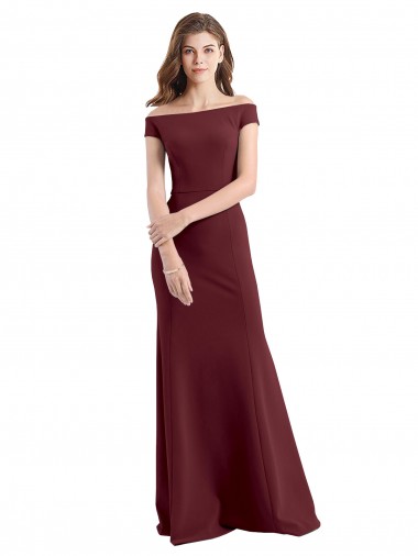 Buy Off the Shoulder Fit and Flare Stretch Crepe Bridesmaid Dress / Prom Dress UK