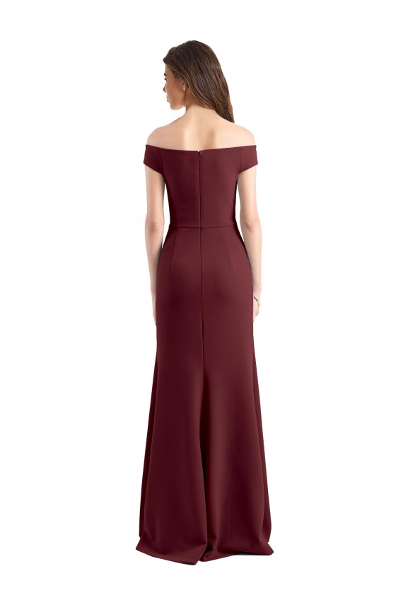 Buy Off the Shoulder Fit and Flare Stretch Crepe Bridesmaid Dress / Prom Dress UK