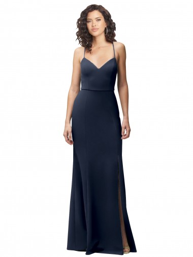 Buy Sweetheart Fit and Flare Stretch Formal Crepe Bridesmaid Dress / Prom Dress with Side Slit and Strappy Back UK