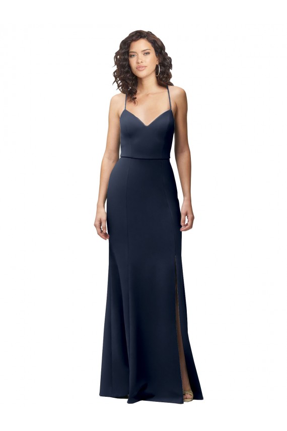 Buy Sweetheart Fit and Flare Stretch Formal Crepe Bridesmaid Dress / Prom Dress with Side Slit and Strappy Back UK