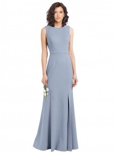 Buy Boat Neckline and Sleek Fit and Flare Crepe Bridesmaid Dress with Keyhole Back UK
