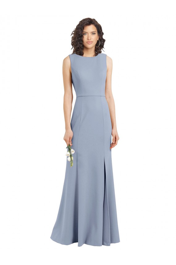 Buy Boat Neckline and Sleek Fit and Flare Crepe Bridesmaid Dress with Keyhole Back UK