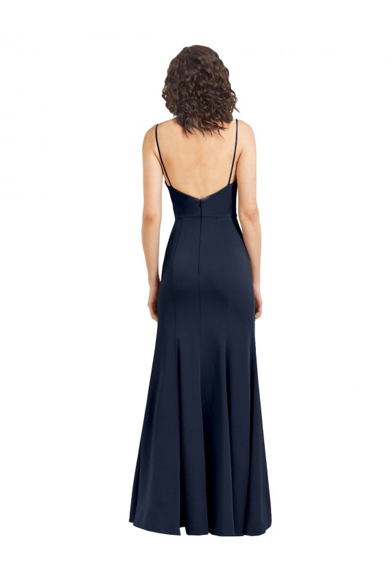 Buy Fit and Flare Scoop Neck Long Sleeveless Stretch Formal Crepe Bridesmaid Dress / Prom Dress UK