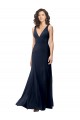 Buy Classic V-Neck Long Stretch Formal Crepe Bridesmaid Dress / Prom Dress with V-Back UK