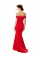Buy Off the Shoulder Sweetheart Maxi Formal Crepe Bridesmaid Dress / Prom Dress With Thigh Split and Train UK
