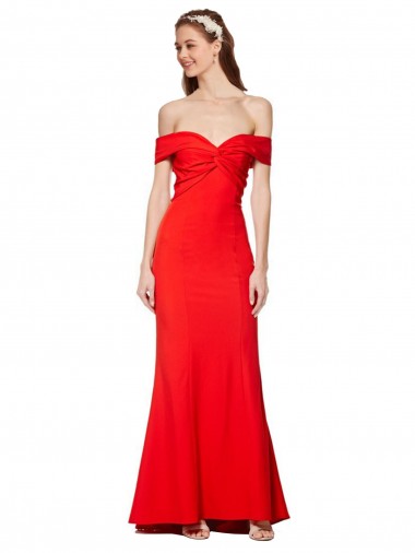 Buy Cross Front and Back Bardot Sleeveless Formal Crepe Maxi Bridesmaid Dress / Prom Dress UK