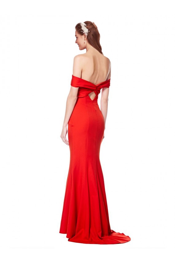 Buy Cross Front and Back Bardot Sleeveless Formal Crepe Maxi Bridesmaid Dress / Prom Dress UK