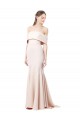 Buy Mermaid Bardot Maxi Formal Crepe Bridesmiad Dress with Fishtail Train UK