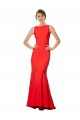 Buy High Neck Maxi Formal Crepe Bridesmiad Dress with Exaggerated Back Ruffle UK